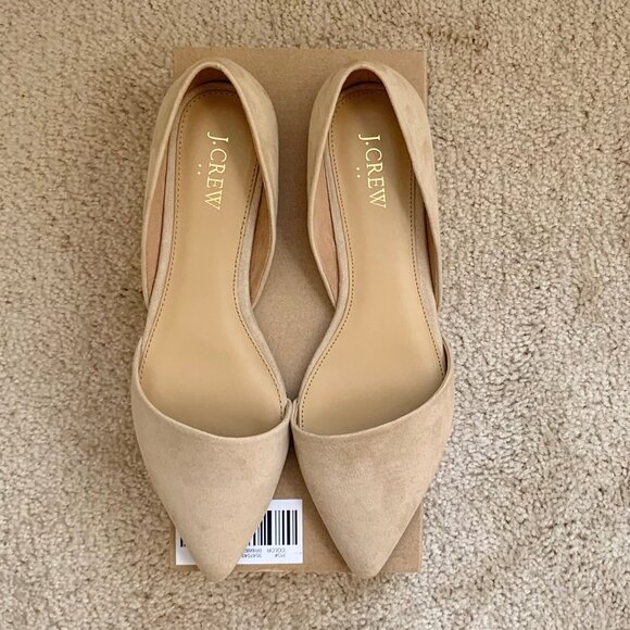 New J. Crew Factory Sueded Zoe D'Orsay Flats, Tan, Women's Size 8 - Picture 3 of 15